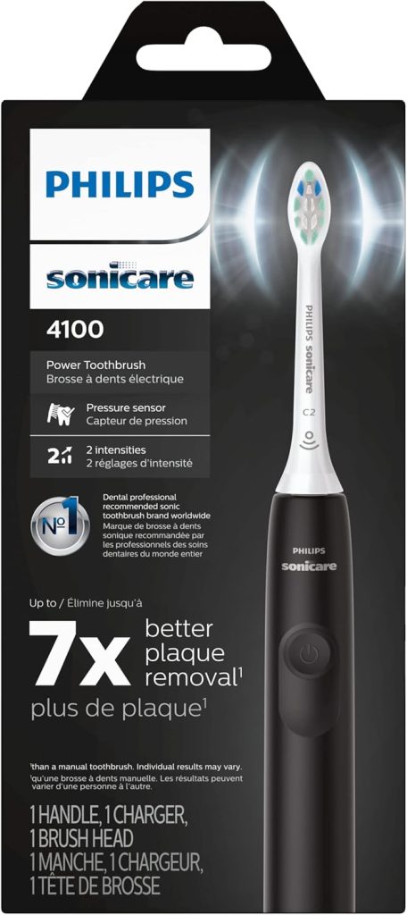 Philips Sonicare 4100 Power Toothbrush, Rechargeable Electric Toothbrush with Pressure Sensor, White HX3681/23